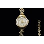 Ladies 9ct Gold Cased Mechanical Wind Wrist-Watch with Integral 9ct Gold Bracelet From The 1950's.