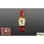 Ingersoll 1940's - Mickey Mouse Mechanical Wrist Watch In Original State, Complete with Original Red