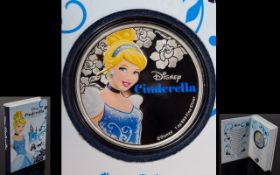 Disney Princess Ltd Edition - Cinderella 2015 1 oz Silver Proof Coin ( Coloured ) Purity .