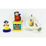 Collection of Disney Memorabilia. Includes Calculator Shaped Mickey Mouse Glove, Snow White Bowl,