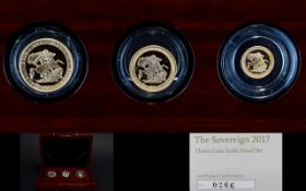 Royal Mint 2017 United Kingdom 3 Coin Sovereign Collection with Original 1817 St.