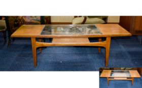 A G Plan Coffee Table 1970's low coffee table with central glass insert and lower magazine shelf.