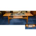 A G Plan Coffee Table 1970's low coffee table with central glass insert and lower magazine shelf.