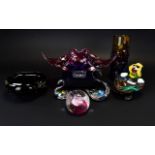 Collection Of Glass, To Include Murano Style Bowls, Figures,