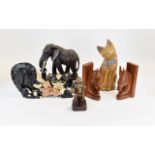 A Collection Of Carved Wooden Animal Figures.