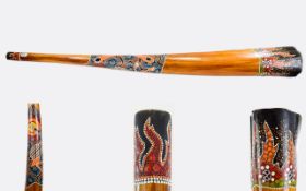 A Large Didgeridoo Traditional Australian instrument crafted from Eucalyptus wood decorated