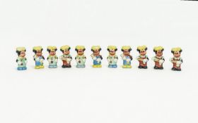 Collection of Vintage Walt Disney Mickey Mouse Small Figures ( 11 ) In Total. 3 Inches High .