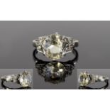 Art Deco Period Platinum Single Stone White Sapphire Set Dress Ring. Marked Plat.