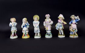 Conta and Boehme 19th Century - Good Collection of Hand Painted Ceramic Children Figurines ( 6 )