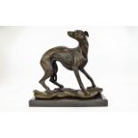 A Contemporary Good Quality Large and Impressive Bronze Sculpture / Figure of a Greyhound -