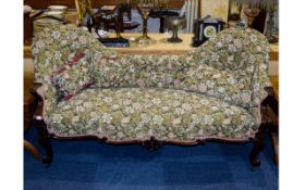 A Large Love Seat Two seater chaise/day bed with carved apron and leg detail,