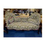 A Large Love Seat Two seater chaise/day bed with carved apron and leg detail,