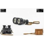 S-L Paris Good Quality Pair of Racing / Field Binoculars. Marked Bull Dog 4 x 58 with Leather
