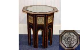 Antique Anglo Indian Inlaid Occasional Table A hardwood octagonal table profusely inlaid with