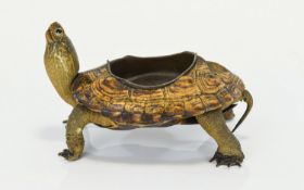 Taxidermy Interest Antique Tortoise Inkwell Standing tortoise with central circular aperture to