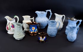 A Collection of Antique Ceramic Staffordshire Jugs (10) items in total.