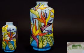 Moorcroft Wonderful Colour Tube lined Modern Vase ' California ' Design. Designer Jeannie McDougall.