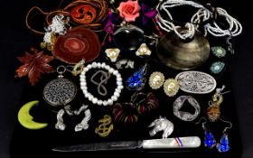 A Large And Varied Collection Of Costume Jewellery Over twenty items in total to include two shell