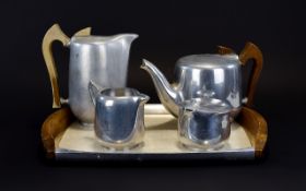 A Mid Century Picquot Ware Tea and Coffee Service With Matching Tray.