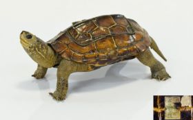 Taxidermy Interest Vintage Tortoise Inkwell Small tortoise with hinged lid to top of shell with