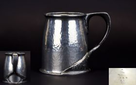 Liberty & Co Arts and Crafts Tudric Pewter Planished Tankard Archibald Knox Design. No 066.