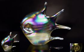 Glasform John Ditchfield Art Glass, Iridescent Fish Sculpture, Full Marks To Base,