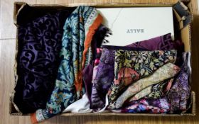 A Collection Of Vintage Scarves Approx six in total to include large purple beaded devore wrap,
