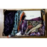 A Collection Of Vintage Scarves Approx six in total to include large purple beaded devore wrap,