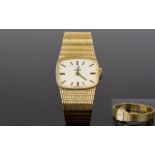Ladies - Omega 9ct Gold Wrist Watch with Integral 9ct Gold Mesh Bracelet. c.1970's.