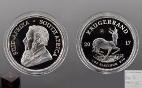 South African Mint - Ltd Edition and Numbered 2017 1 oz Platinum Krugerrand to Celebrate 50 Years of