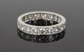 18ct White Gold Diamond Set Full Eternity Ring From The 1950's.