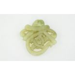 Antique - Chinese Celadon Jade Amulet. 27 grams. 2.25 Inches High.