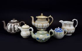 A Fine Collection of 19th Century Teapots ( 5 ) Teapots + 1 Jug.