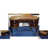 Kidney Shaped Converted Dressing Table, Scalloped Edge, Fluted Body, Raised on Claw and Ball Feet.