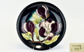 Moorcroft Tube lined Cabinet Plate ' Lily ' Design on Blue Ground. 10.