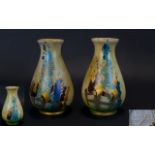 Don Wilton - Art Nouveau Period Very Rare Pair of Painted Unglazed Vases. c.1920's.