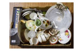 Box Of Misc Pottery Comprising Cups, Saucers, Dishes,