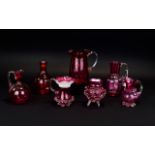 Seven Pieces Of Cranberry Glass,