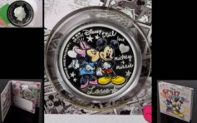 Disney - Ltd Edition Crazy In Love Mickey Mouse and Minnie Mouse 1 oz Silver Proof Coin ( Coloured