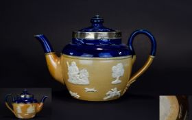 Royal Doulton - Nice Quality Silver Banded Stoneware Teapot.