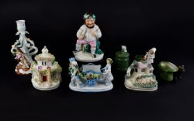 A Collection of 19th Century Hand Painted Ceramic Pieces, Various Factories.