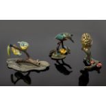 A Very Good Collection of Vintage - Quality Cold Painted on Metal Bird Figures / Sculptures In