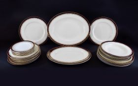 Alfred Meakin Part Dinner Service Burgundy and gilt patterned border on white ground (30) pieces