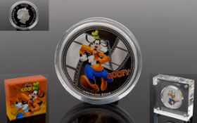 Disney Ltd Edition - Goofy 2014 1 oz Silver Proof Coin ( Coloured ) Mintage 10,000. Purity .