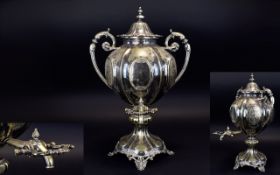 Victorian Period - Majestic and Impressive Twin Handle Silver Plated Samovar of Large Proportions.