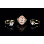 Three 9ct Gold Dress Rings, Set With A CZ,