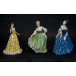 Royal Doulton Figurines ( 3 ) In Total. Comprises 1/ Adrienne HN2304. Designer M.