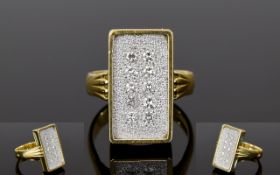 18ct Yellow Gold Rectangular Shaped Diamond Cluster Ring,