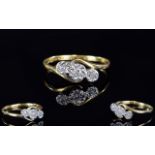 18ct Gold and Platinum Illusion Set 3 Stone Diamond Ring. Fully Hallmarked, Ring Size ' O ' c.