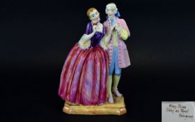Atlas China Hand Painted Porcelain Figure - Titled ' Romance ' c.1930's. 10 Inches High.